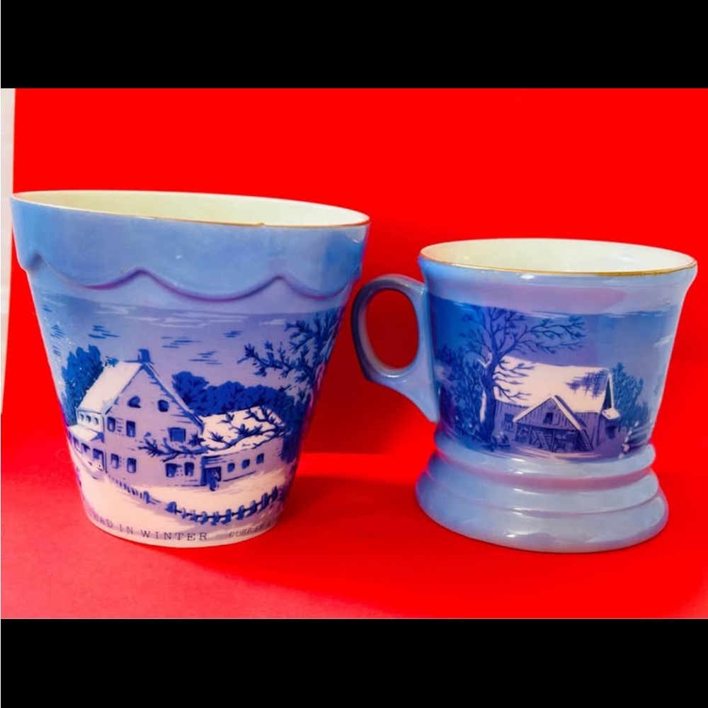 Currier & Ives Mug and Planter